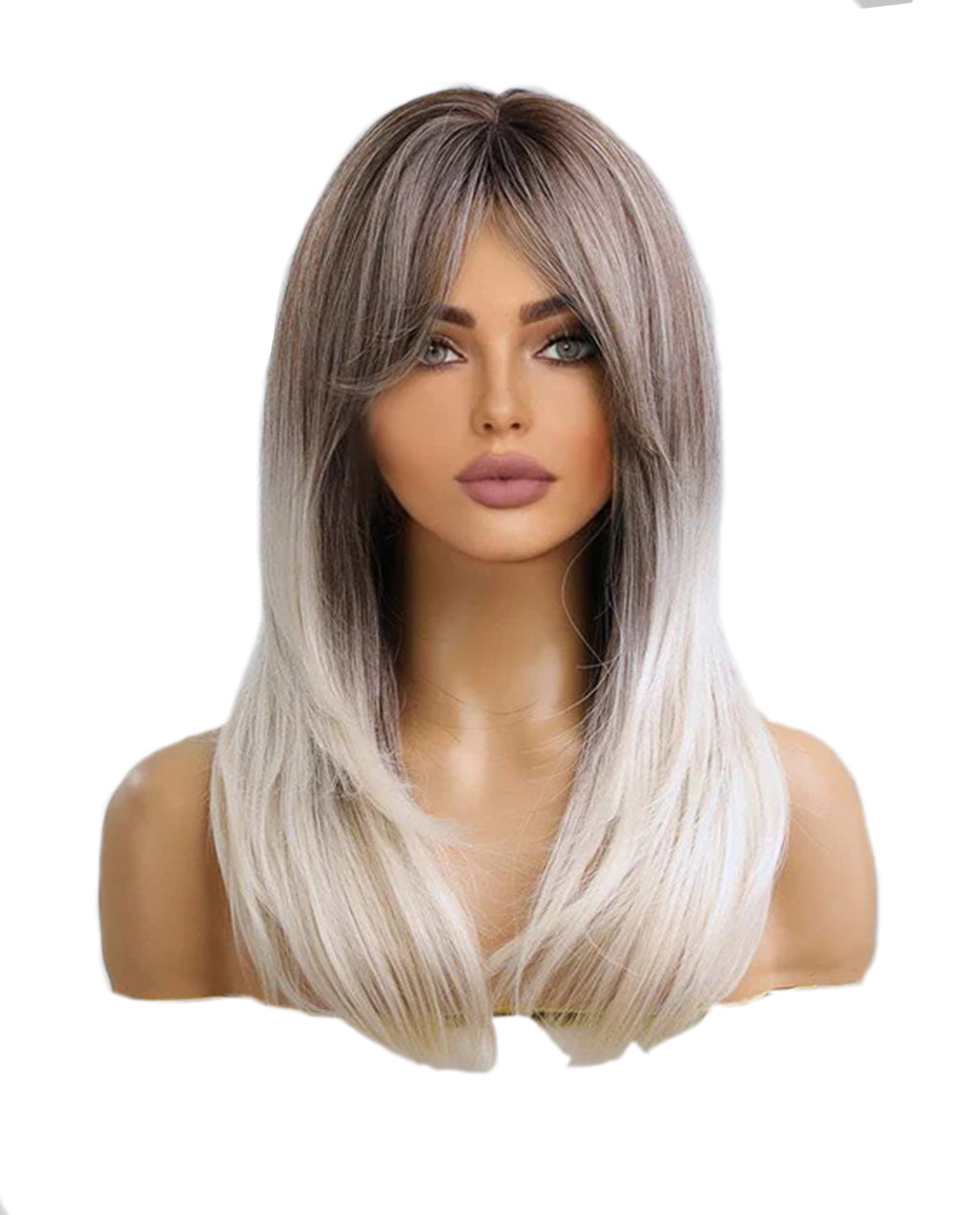 Long Straight Ombre Blonde Cosplay Synthetic Wig with Bangs - ABHAIR