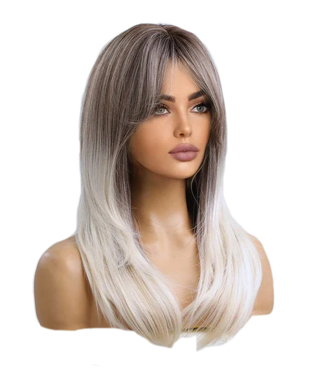 Long Straight Ombre Blonde Cosplay Synthetic Wig with Bangs - ABHAIR