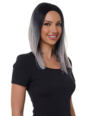 Short Bob Grey Ombre Synthetic Lace Front Wig - ABHAIR