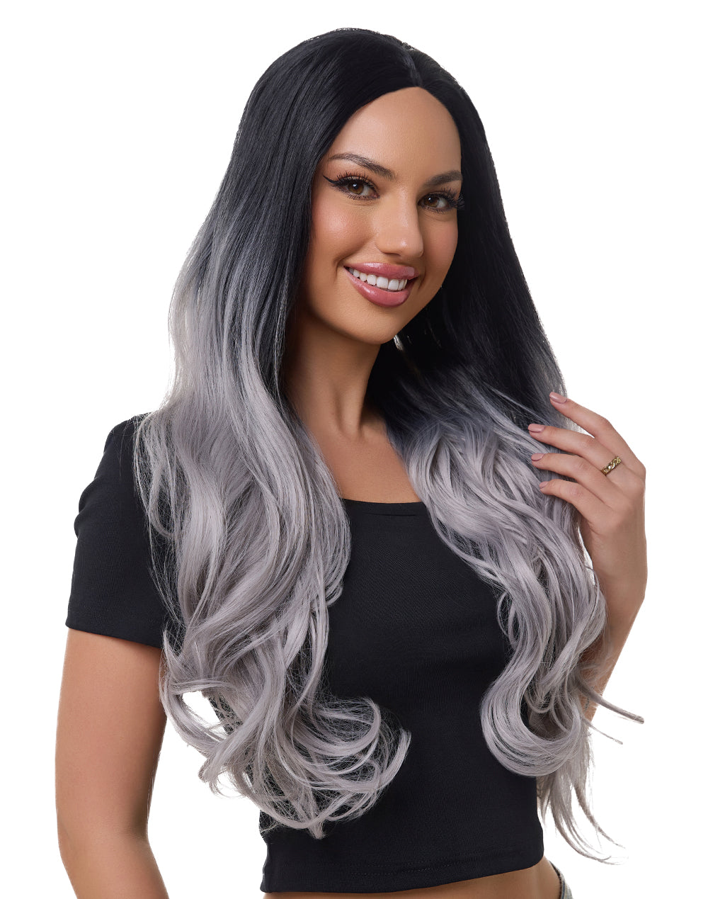 Gray Mix Ombre 22" Body Wave Synthetic Lace Front Wig - ABHAIR
