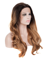 Dark Brown Ombre 20" Wavy Synthetic Lace Front Wig - ABHAIR