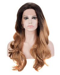 Dark Brown Ombre 20" Wavy Synthetic Lace Front Wig - ABHAIR