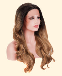 Dark Brown Ombre 20" Wavy Synthetic Lace Front Wig - ABHAIR