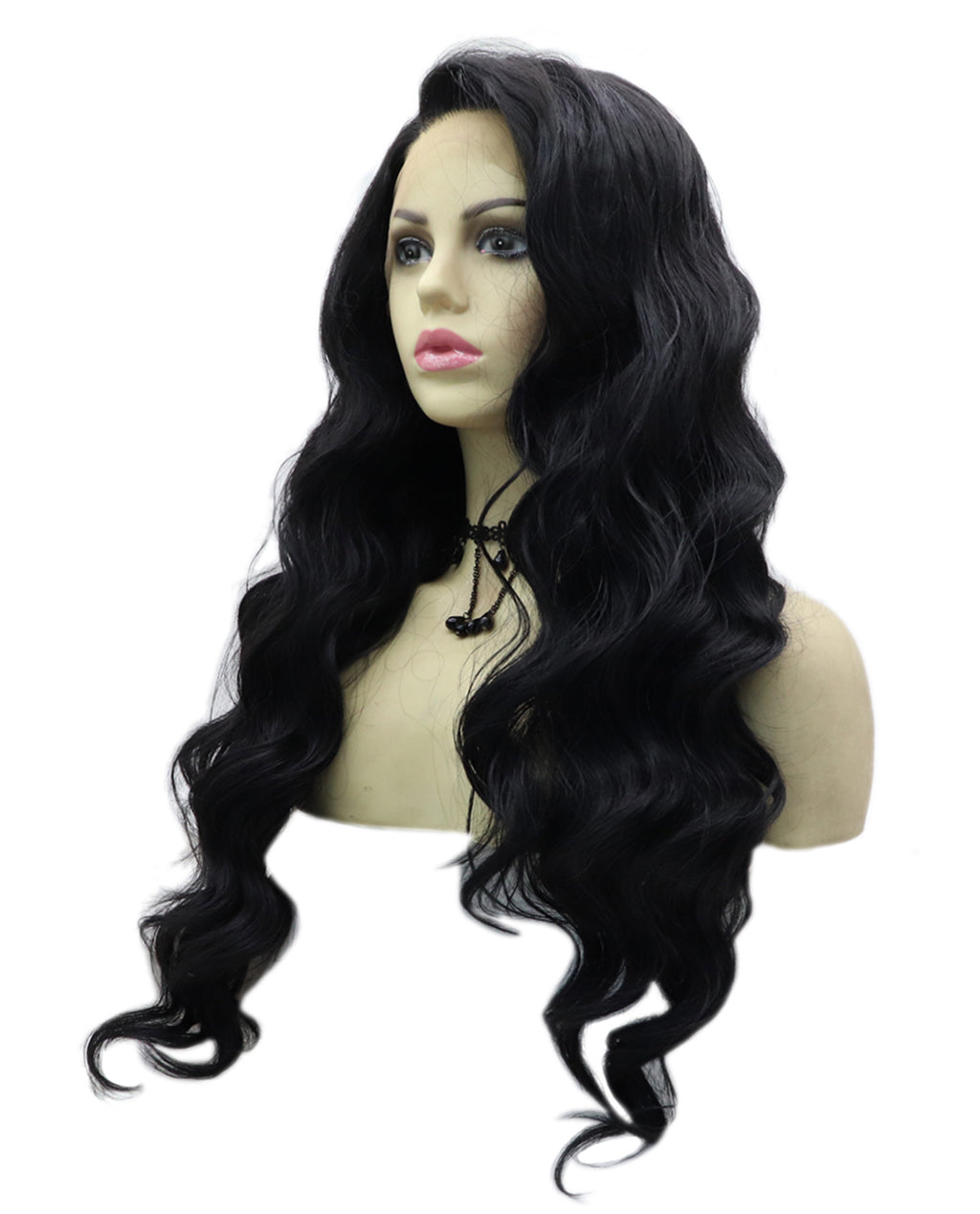 24" Natural Black Body Wave Synthetic Lace Front Wig - ABHAIR