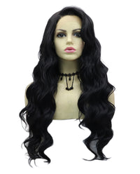 24" Natural Black Body Wave Synthetic Lace Front Wig - ABHAIR