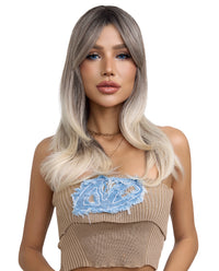 Long Straight Ombre Blonde Cosplay Synthetic Wig with Bangs - ABHAIR