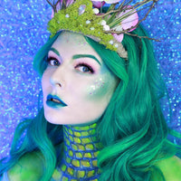Gradient Green Swept Bang Synthetic Wavy Costume Wig - ABHAIR
