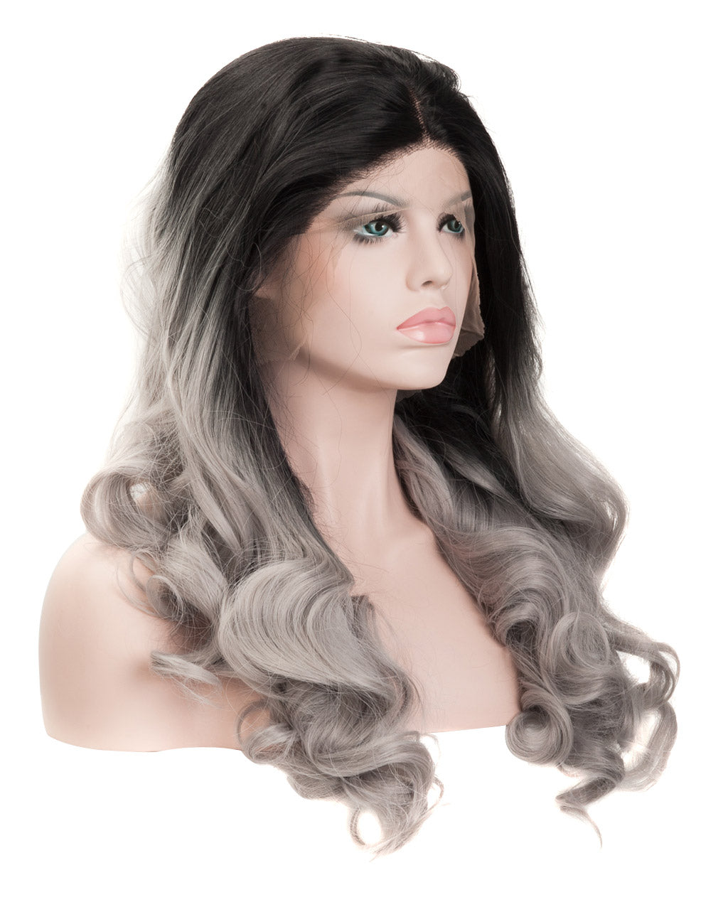 Gray Mix Ombre 22" Body Wave Synthetic Lace Front Wig - ABHAIR