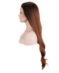 Synthetic Black/Brown 24" Straight Ombre Lace Front Wig