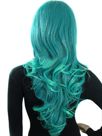 Gradient Green Swept Bang Synthetic Wavy Costume Wig - ABHAIR