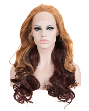 Medium Brown Ombre 20" Wavy Synthetic Lace Front Wig - ABHAIR
