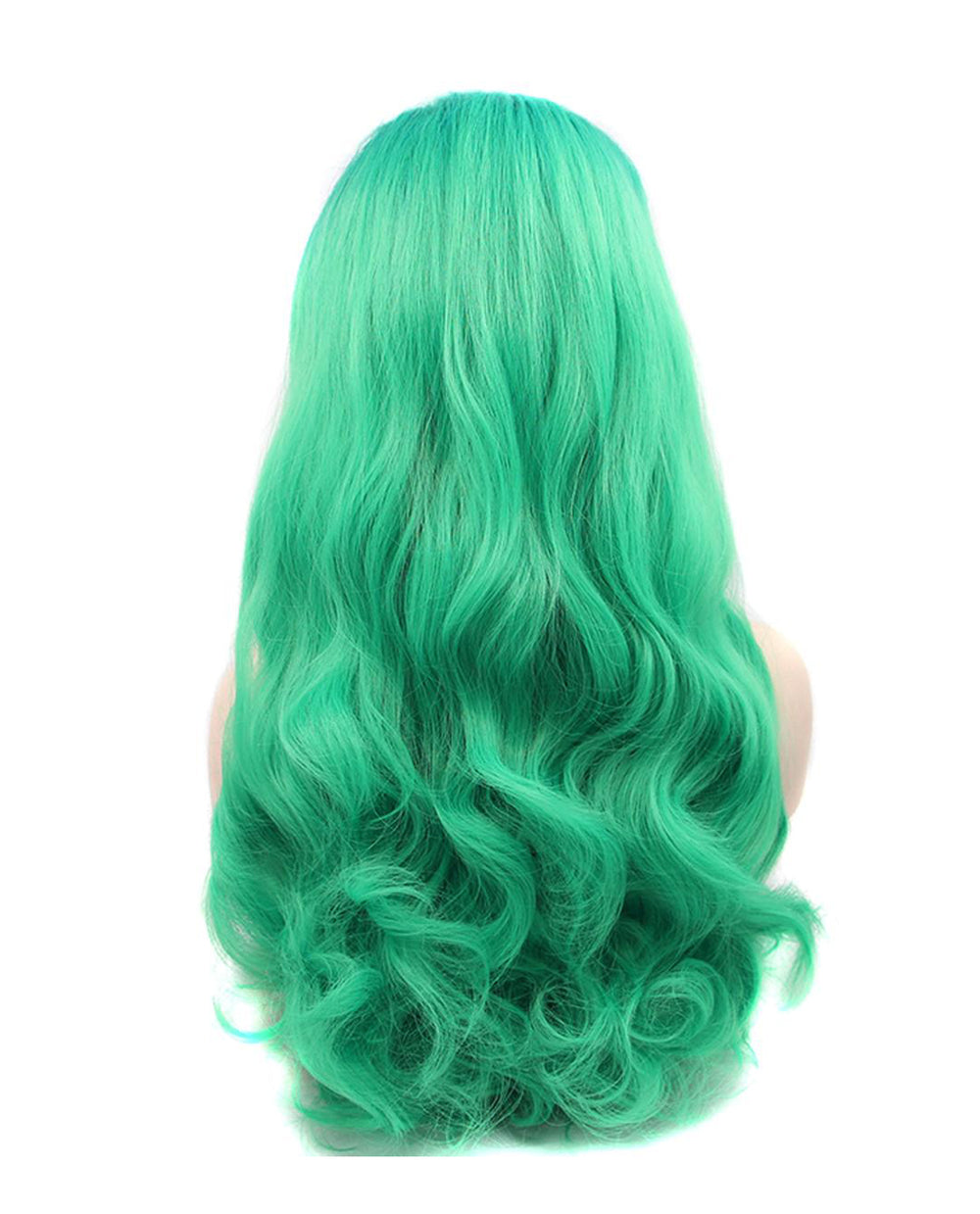 Long Green Wavy Synthetic Lace Front Wig – ABHAIR display picture 1