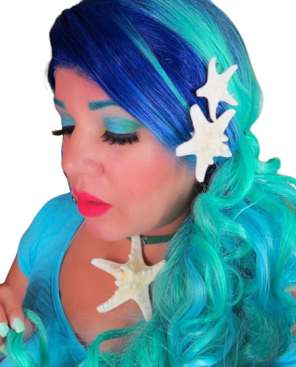 Bright_Blue_Ombre_24_Wavy_Synt  display picture 3