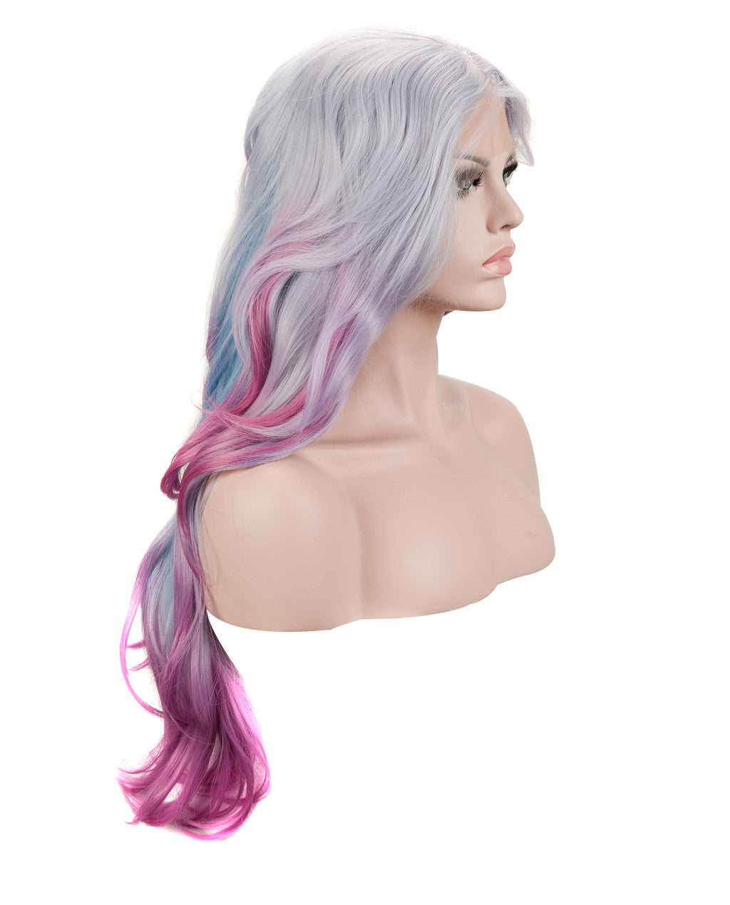 Gray Multi-Color Ombre 22" Wavy Synthetic Lace Front Wig - ABHAIR