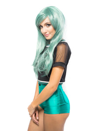 Long Straight Green Color Lolita Heat Resistant Synthetic Costume Cosplay Wig