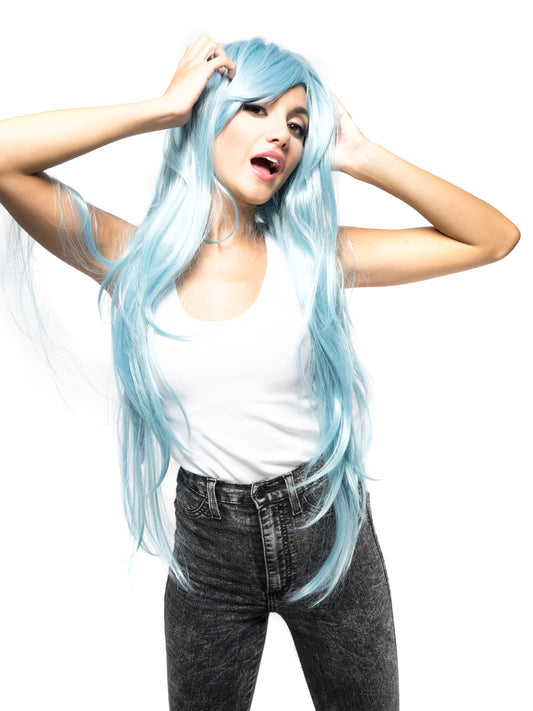 Pastel Blue Straight Costume Wig