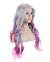 Gray Multi-Color Ombre 22" Wavy Synthetic Lace Front Wig - ABHAIR