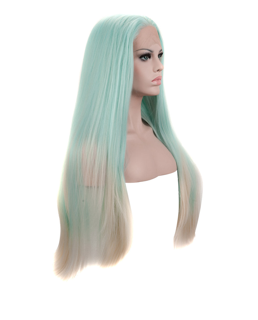 Light Blue Ombre 24" Straight Synthetic Lace Front Wig - ABHAIR