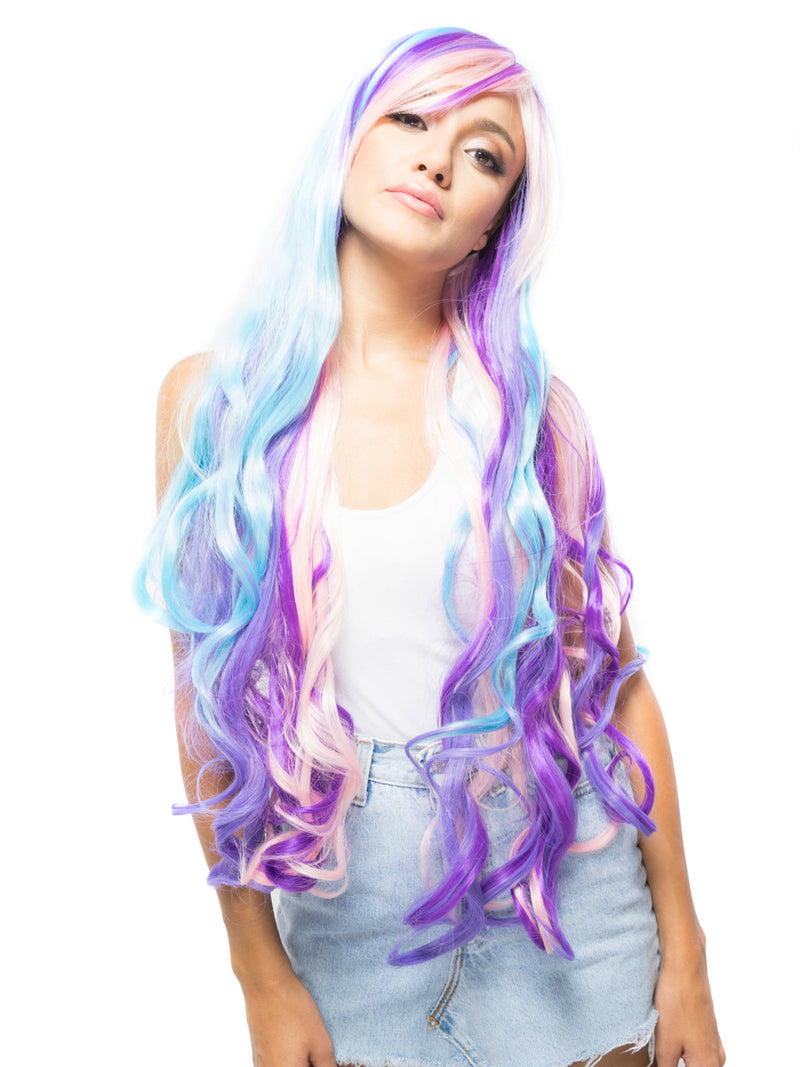 Pastel Multi-Color Wavy Costume Wig