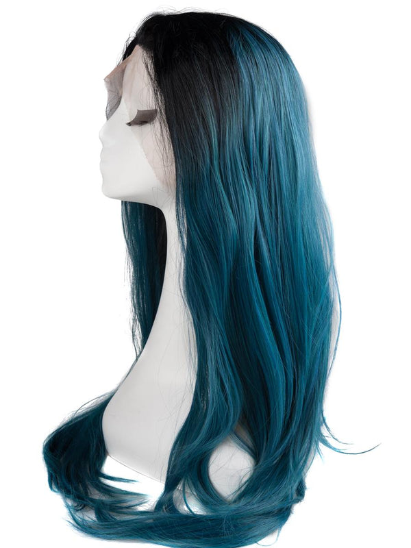 Black and Medium Blue Ombre 24”