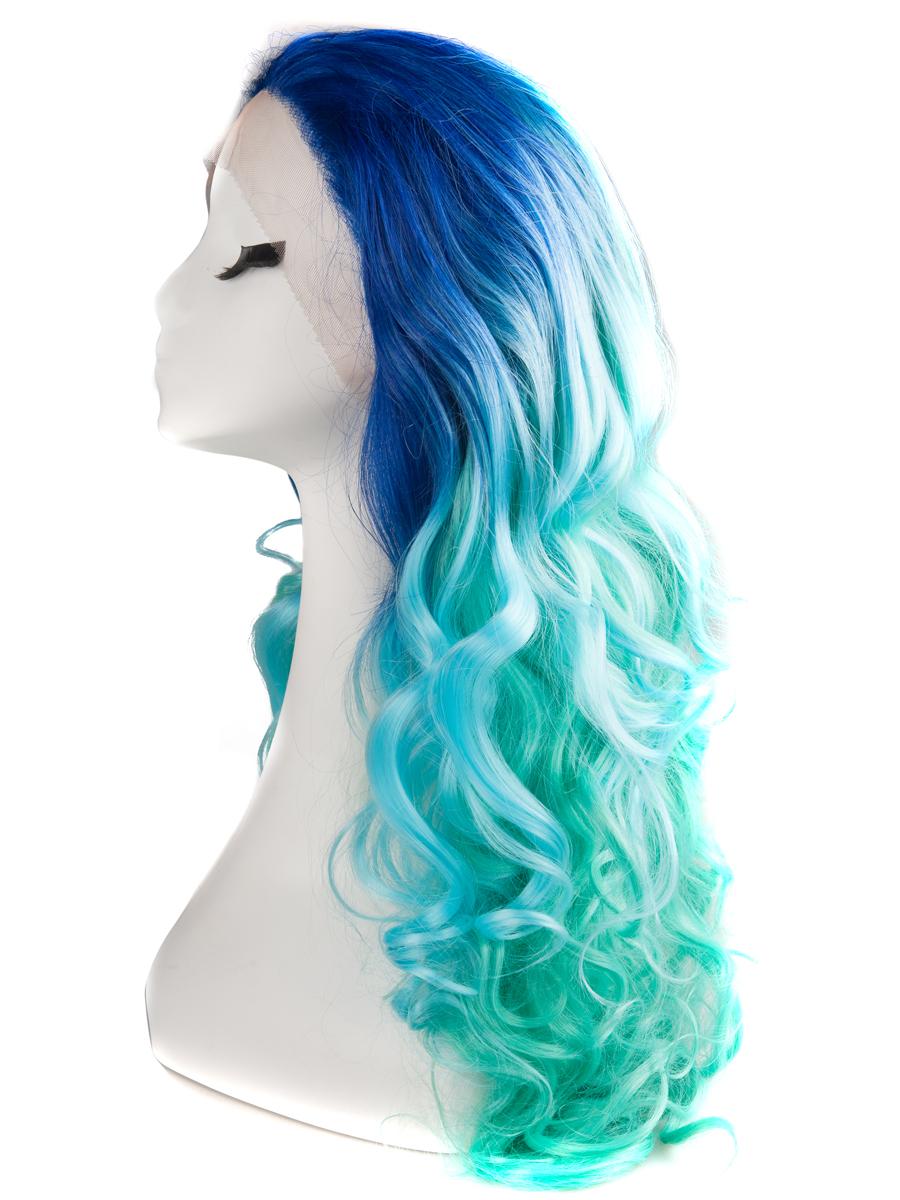 Bright Blue Ombre 24" Wavy Wig