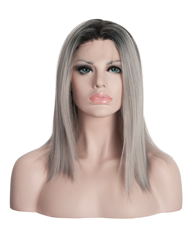 Gray Mix Ombre 12"  Straight Wig