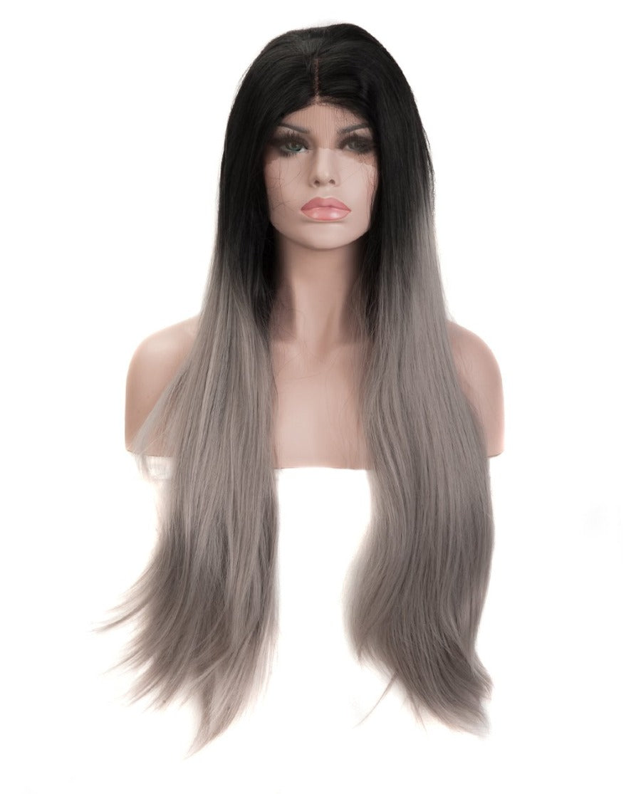 Gray Mix Ombre 24" Straight Wig