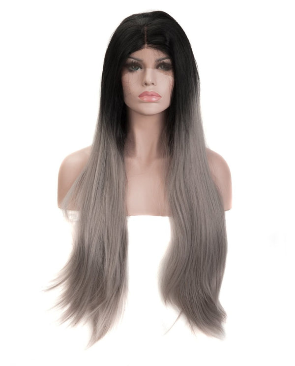 Gray Mix Ombre 24" Straight Wig
