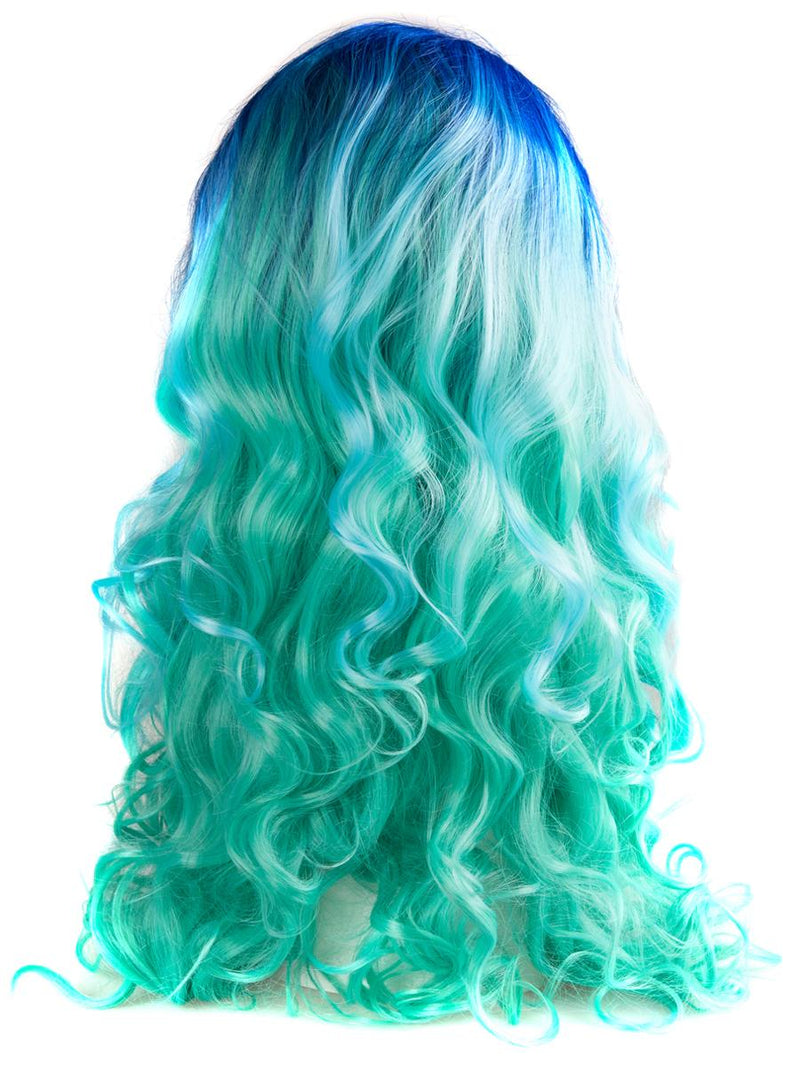 Bright Blue Ombre 24" Wavy Wig