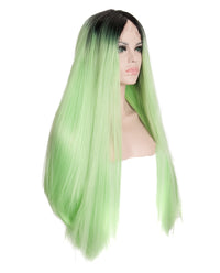 Pastel Green Ombre 24" Straight Wig