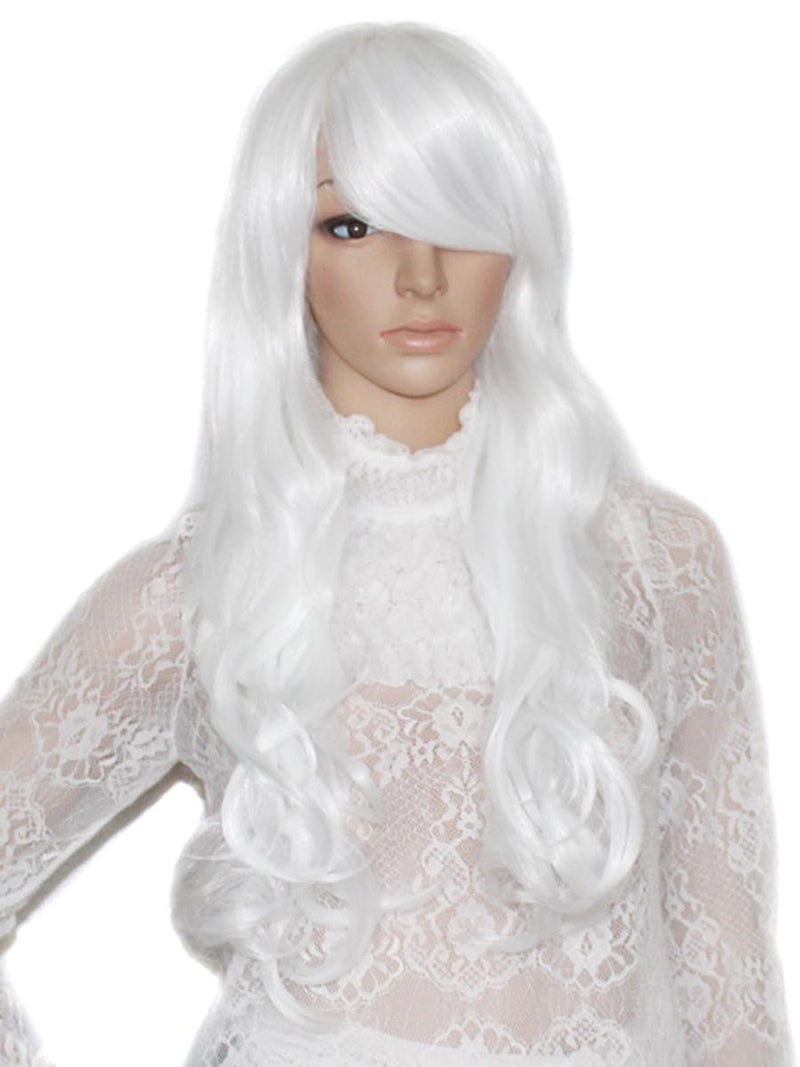 Ice White Swept Bang Wavy Costume Wig