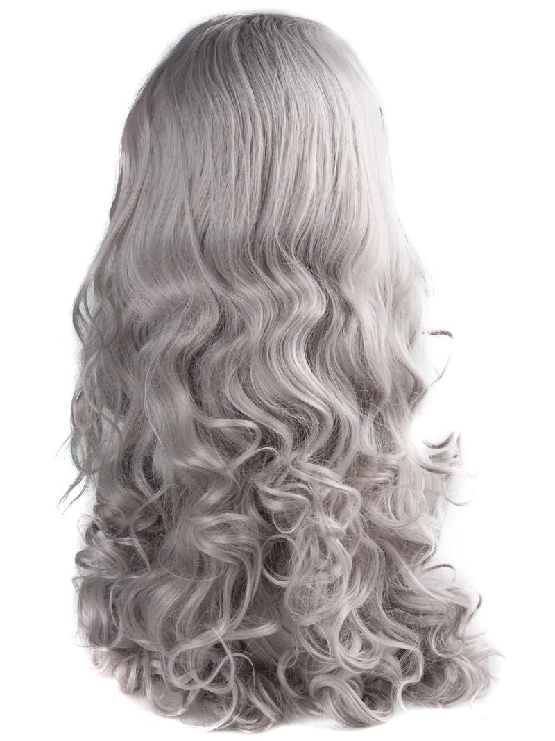 Pastel Grey with Green Highlight 26" Wavy Wig