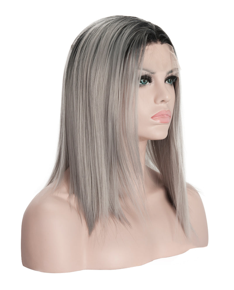 Gray Mix Ombre 12"  Straight Wig