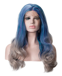 Blue/Gray Wavy 18"  Synthetic Lace Front Wig