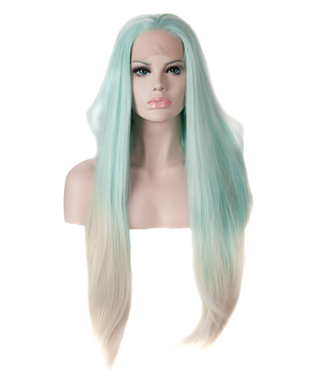 24” LACE FRONT Blue Ombré Color Wig *NWT Bright Blue Ombre 24 main image 4