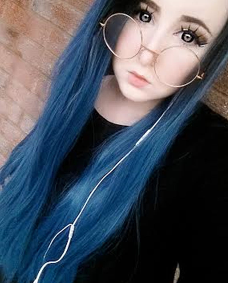 Black and Medium Blue Ombre 24”