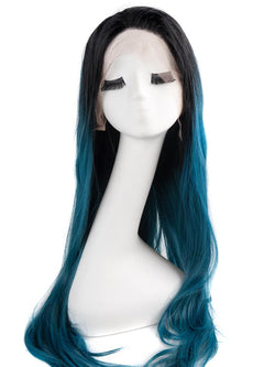 Black and Medium Blue Ombre 24”
