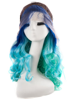 Bright Blue Ombre 24" Wavy Wig