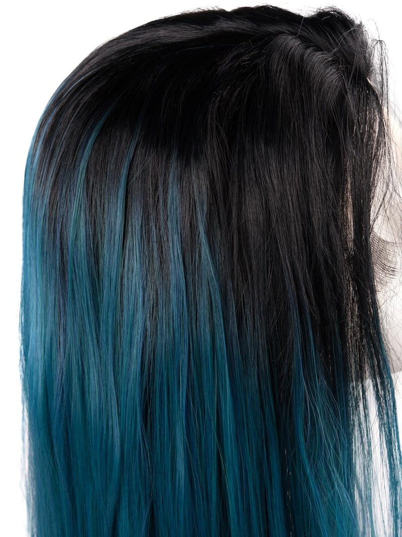 Black and Medium Blue Ombre 24”