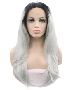 Pastel Blue Ombre 22" Straight Wig