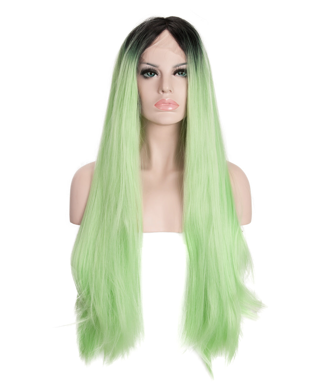 Pastel Green Ombre 24" Straight Synthetic Lace Front Wig - ABHAIR