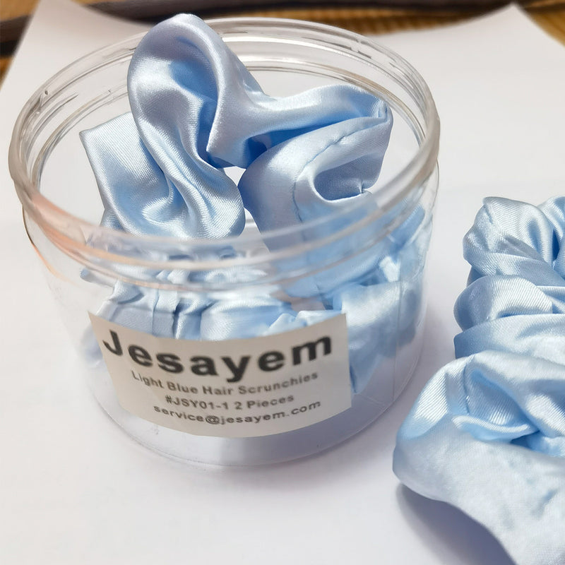 Jesayem Light Blue Hair Scrunchies for Women Soft Scrunch Hair Bands-2 Pack
