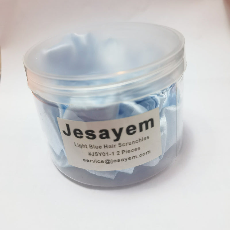 Jesayem Light Blue Hair Scrunchies for Women Soft Scrunch Hair Bands-2 Pack